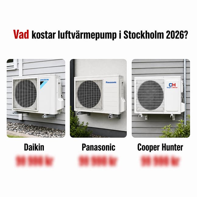 Vad kostar luftvärmepump i Stockholm 2026? Prisguide för villaägare